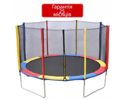 Батут Atleto 404 см з сіткою multikolor + в подарунок м'ячик