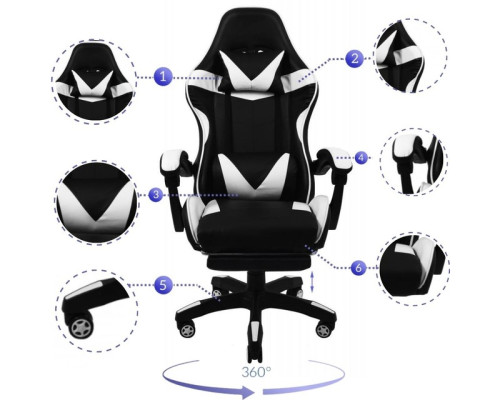 Крісло геймерське Bonro B-810 біле з підставкою для ніг