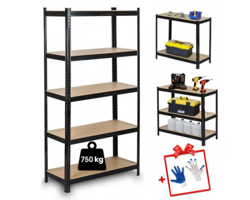 Стелаж металевий 150х70х30см Siker GoodTool P7030 чорний 5 полиць