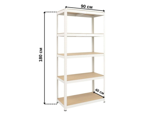 Стелаж металевий 180x90x40 Siker GoodTool P9040 білий 5 полиць