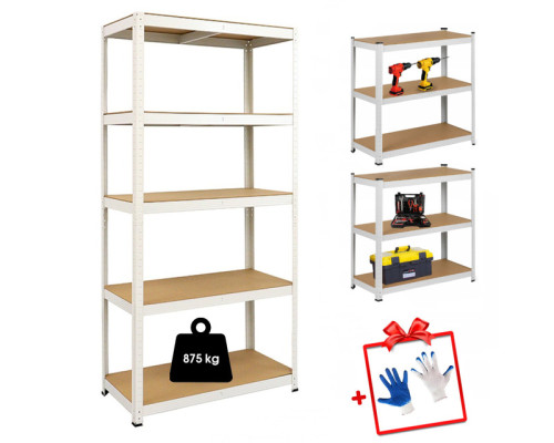 Стелаж металевий 180x90x40 Siker GoodTool P9040 білий 5 полиць