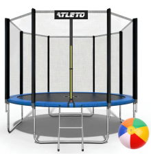 Батут дитячий з сіткою та драбинкою 404 см Atleto + подарунок м'ячик