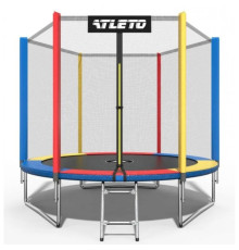 Батут Atleto 312 см з сіткою та драбинкою multikolor + подарунок м'ячик