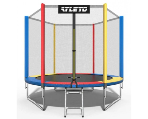 Батут Atleto 312 см з сіткою та драбинкою multikolor + подарунок м'ячик