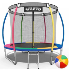 Батут Atleto 252 см з внутрішньою сіткою та драбинкою multikolor + в подарунок м'ячик