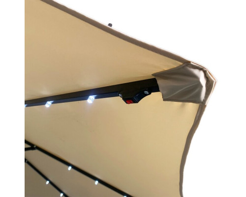 Парасоля садова з підсвіткою LED бежева Bonro B-7012LP 3м 8 спиць
