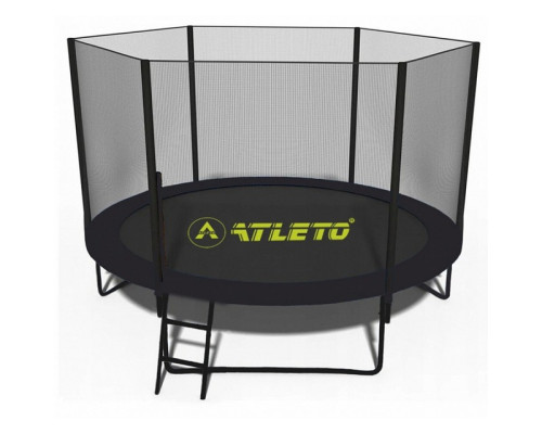 Батут з сіткою та драбинкою 252 см Atleto Black + подарунок м'ячик