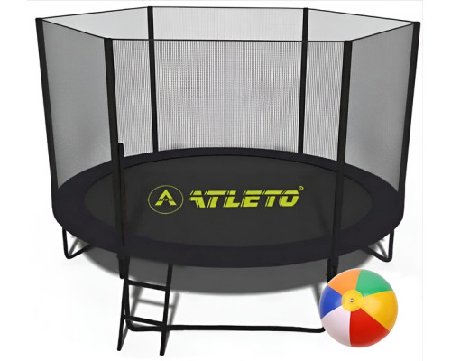 Батут з сіткою та драбинкою 252 см Atleto Black + подарунок м'ячик