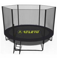 Батут з сіткою та драбинкою 252 см Atleto Black + подарунок м'ячик
