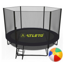 Батут з сіткою та драбинкою 312 см Atleto Black + подарунок м'ячик