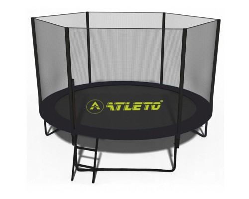 Батут з сіткою та драбинкою 312 см Atleto Black + подарунок м'ячик