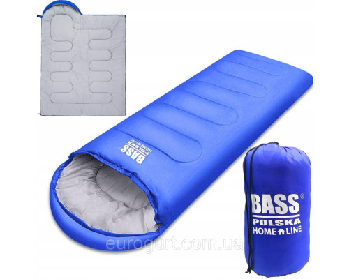 Спальний мішок з капюшоном,туристична ковдра 2 в 1 Bass Polska BH 41997 синій
