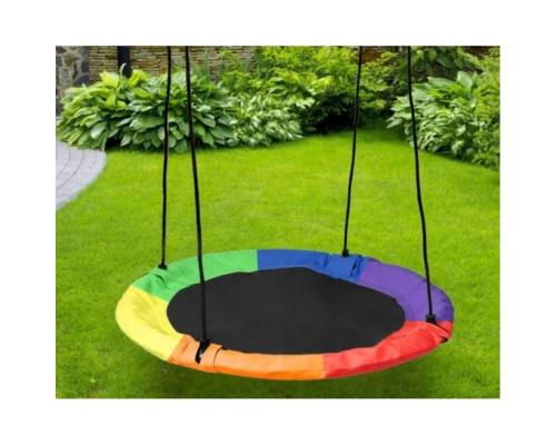 Гойдалка-гніздо для дітей кругла з прапорцями 100 см Spoko SP-002 різнокольорова