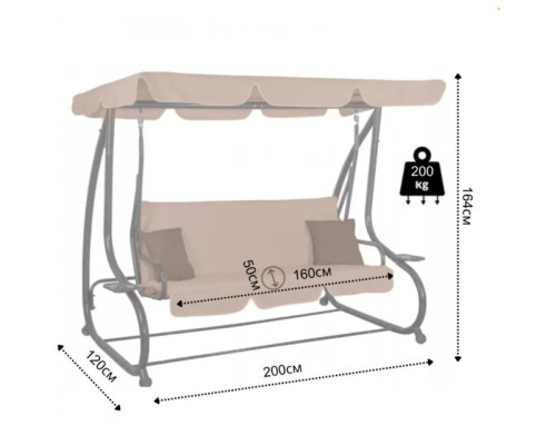 Качеля садова Bonro Garden BW-002 коричнева 3 місна