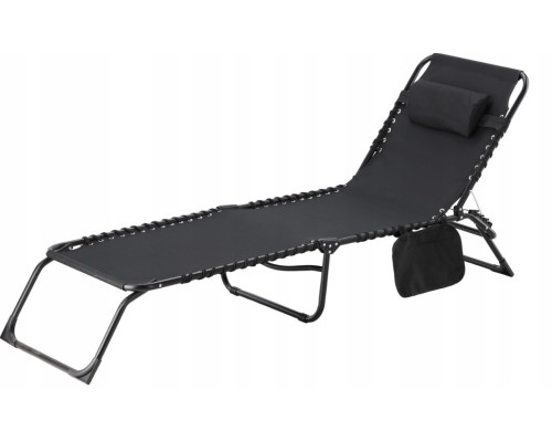 Складаний шезлонг для саду та пляжу 190 x 58 x 30 cm Garden Line LEZ2777 чорний