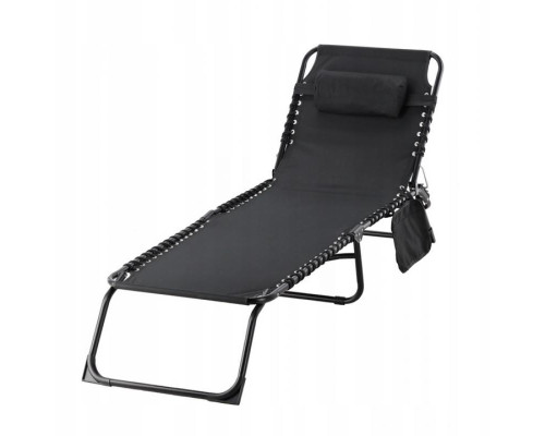 Складаний шезлонг для саду та пляжу 190 x 58 x 30 cm Garden Line LEZ2777 чорний