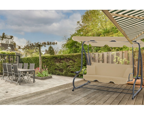 Гойдалка садова GardenLine KRE0759 бежева 210x120x170 см з навісом для літнього відпочинку
