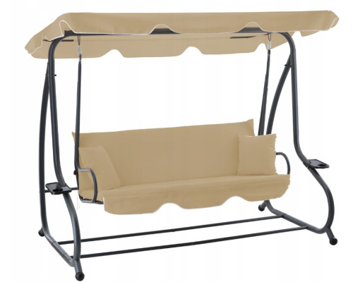 Гойдалка садова GardenLine KRE0759 бежева 210x120x170 см з навісом для літнього відпочинку