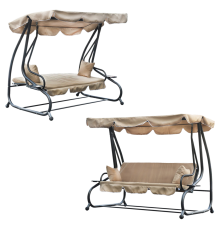 Гойдалка садова GardenLine KRE0759 бежева 210x120x170 см з навісом для літнього відпочинку