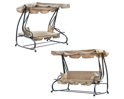 Гойдалка садова GardenLine KRE0759 бежева 210x120x170 см з навісом для літнього відпочинку