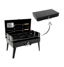 Переносний складний вугільний мангал, гриль Garden Line BBQ4841 для пікніка, кемпінгу, дачі та вулиці, чорний з кришкою