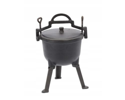 Чавунний казанок на ніжках з ручкою для перенесення Garden Line BBQ3710 8 л Сірий