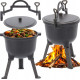 Чавунний казанок на ніжках з ручкою для перенесення Garden Line BBQ3710 8 л Сірий