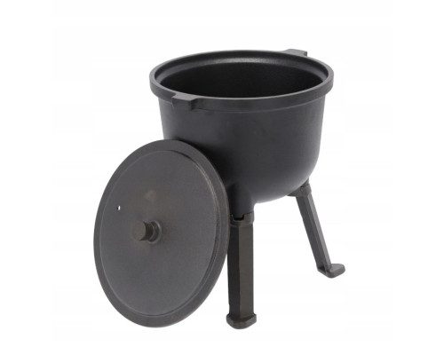 Чавунний казанок на ніжках з ручкою для перенесення Garden Line BBQ3710 8 л Сірий