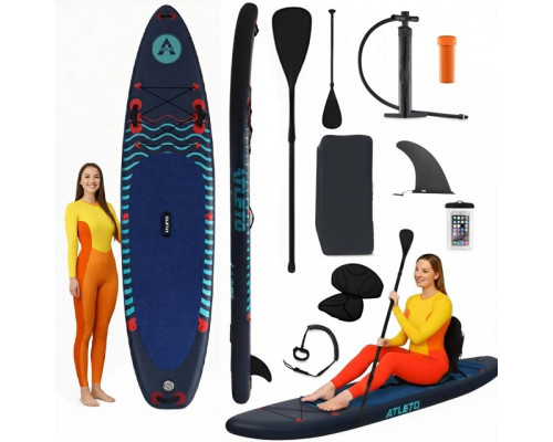 SUP-дошка надувна для плавання Atleto 350 см сіра + сидіння