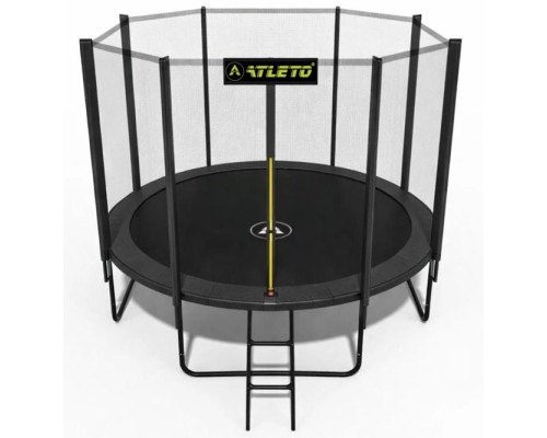 Батут з сіткою та драбинкою 374 см Atleto Black + подарунок м'ячик