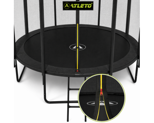 Батут з сіткою та драбинкою 374 см Atleto Black + подарунок м'ячик