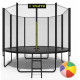 Батут з сіткою та драбинкою 374 см Atleto Black + подарунок м'ячик