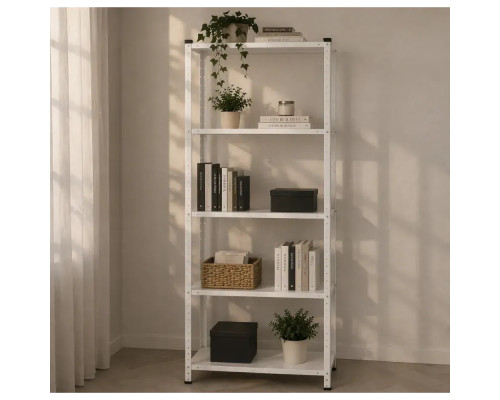 Стелаж металевий 170х75х30 см Siker P7530 білий 5 полиць