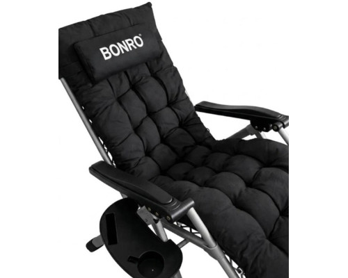 Шезлонг крісло садовий, туристичний Bonro B-04 чорний + подушка