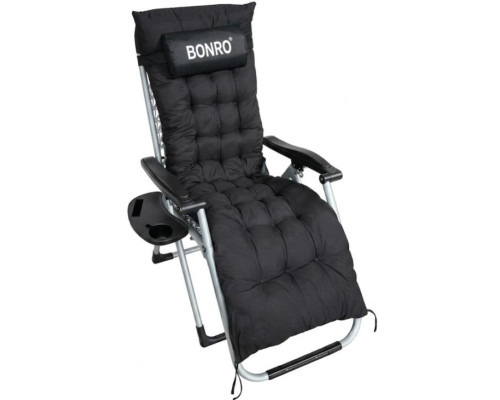 Шезлонг крісло садовий, туристичний Bonro B-04 чорний + подушка
