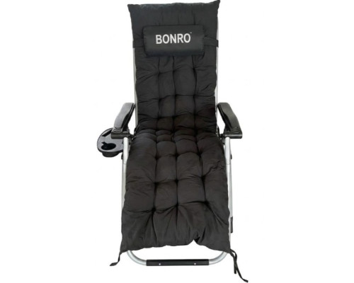 Шезлонг крісло садовий, туристичний Bonro B-04 чорний + подушка