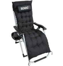 Шезлонг крісло садовий, туристичний Bonro B-04 чорний + подушка