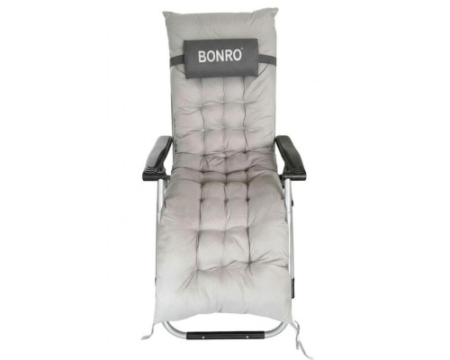 Шезлонг крісло садовий, туристичний Bonro B-03 сірий + подушка