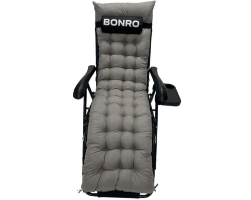Шезлонг лежак з подушкою та підстаканником Bonro B-06 сірий 120 кг