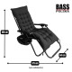 Складаний шезлонг-крісло для саду Bass Polska BH 31012 з м’яким матрацом і боковим столиком, зручний лежак для відпочинку 175x64x108 см, чорного кольору