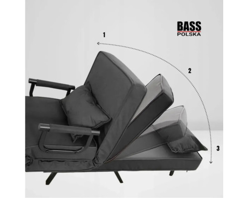 Розкладне крісло-трансформер 2-в-1 Bass Polska BH 30041 чорне крісло,ліжко,шезлонг