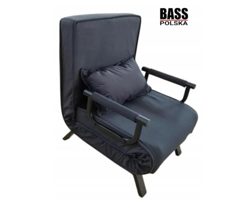 Розкладне крісло-трансформер 2-в-1 Bass Polska BH 30041 чорне крісло,ліжко,шезлонг