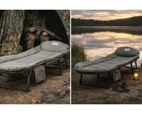 Складане туристичне ліжко 200×64×30 см Bass Polska BH 31008 кемпінгове військове до 165 кг з металевим каркасом
