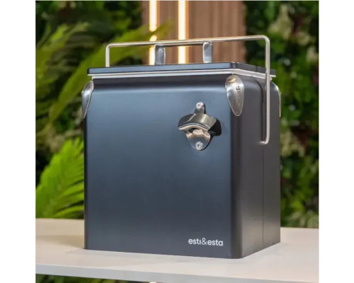 Портативний туристичний стальний холодильник в ретро стилі 13 л ESTI&ESTA CM-3200-B-MP чорний автохолодильник