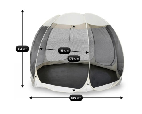 Садова альтанка-павільйон MEBEL ELITE Cama ME.CAMA/350/BZ/CZ/T/OGR/Paw 354 см з москітною сіткою, шатро для саду і дачі, бежева