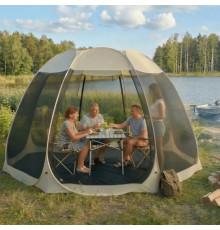 Садова альтанка-павільйон MEBEL ELITE Cama ME.CAMA/350/BZ/CZ/T/OGR/Paw 354 см з москітною сіткою, шатро для саду і дачі, бежева