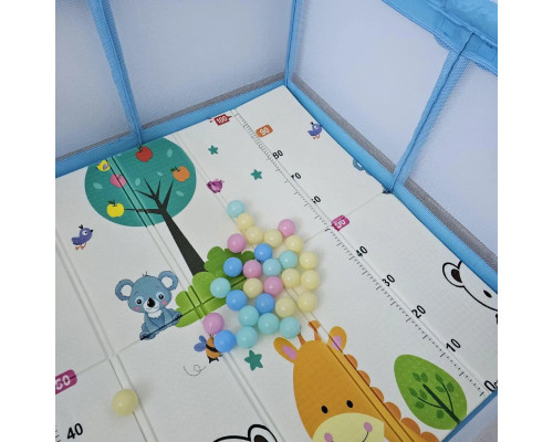 Дитячий розкладний манеж Avko 120х120см Blue + кульки та килимок 