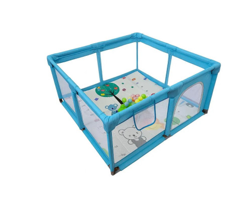 Дитячий розкладний манеж Avko 120х120см Blue + кульки та килимок 