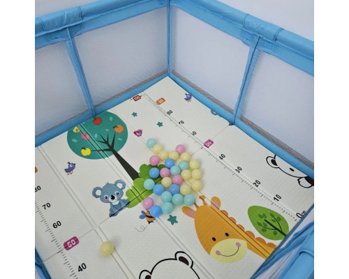 Дитячий розкладний манеж Avko 120х120см Blue + кульки та килимок 