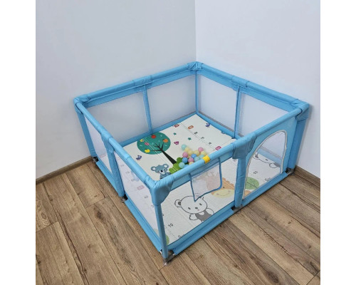Дитячий розкладний манеж Avko 120х120см Blue + кульки та килимок 